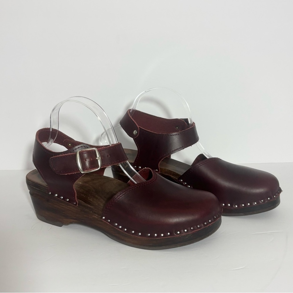 Troentorp’s Burgundy Leather Swedish Clog Sandals | EU 40 (US 10)